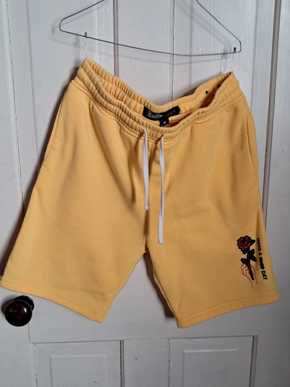 Brooklyn Cloth Yellow Athletic Shorts with Rose Graphic